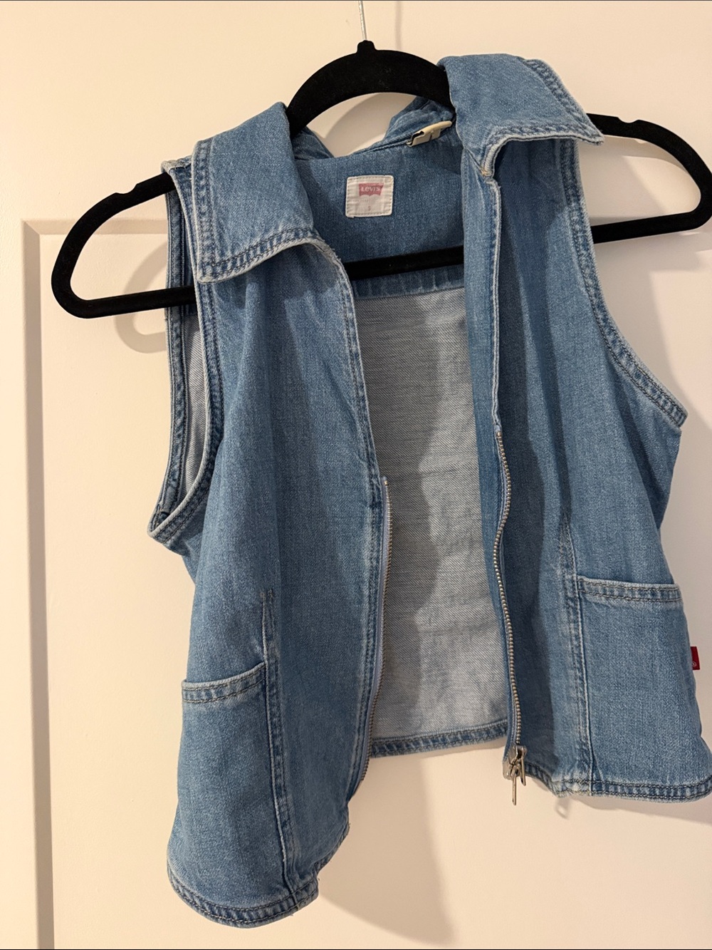Levi's Light Blue Denim Sleeveless Zip Vest